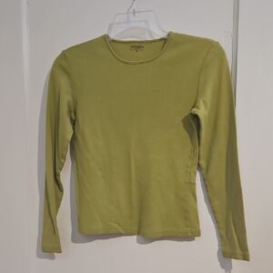 Casual Corner Green Crewneck Long Sleeve Top Size P